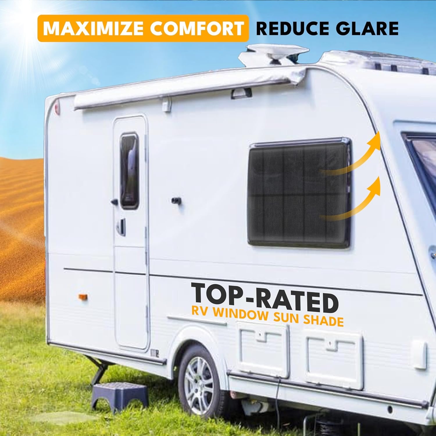 image:imageEcoNour RV Window Shade Foldable Trailer Door Window Cover for Total UV Camper Window Shade for Privacy Blackout Trailer Accessories for Camper Windows 25x16 inchesBlack