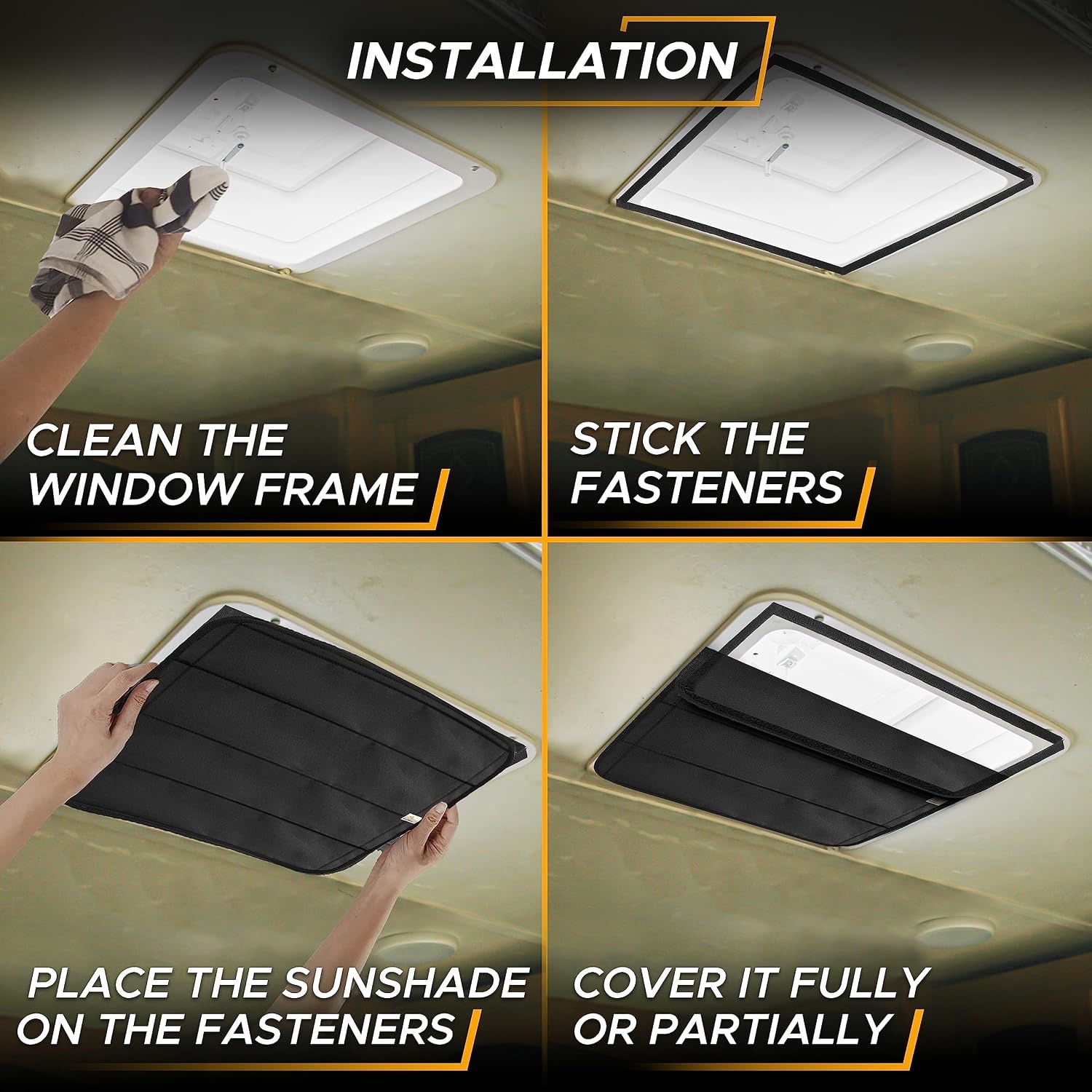 image:imageEcoNour RV Window Shade Foldable Trailer Door Window Cover for Total UV Camper Window Shade for Privacy Blackout Trailer Accessories for Camper Windows 25x16 inchesBlack