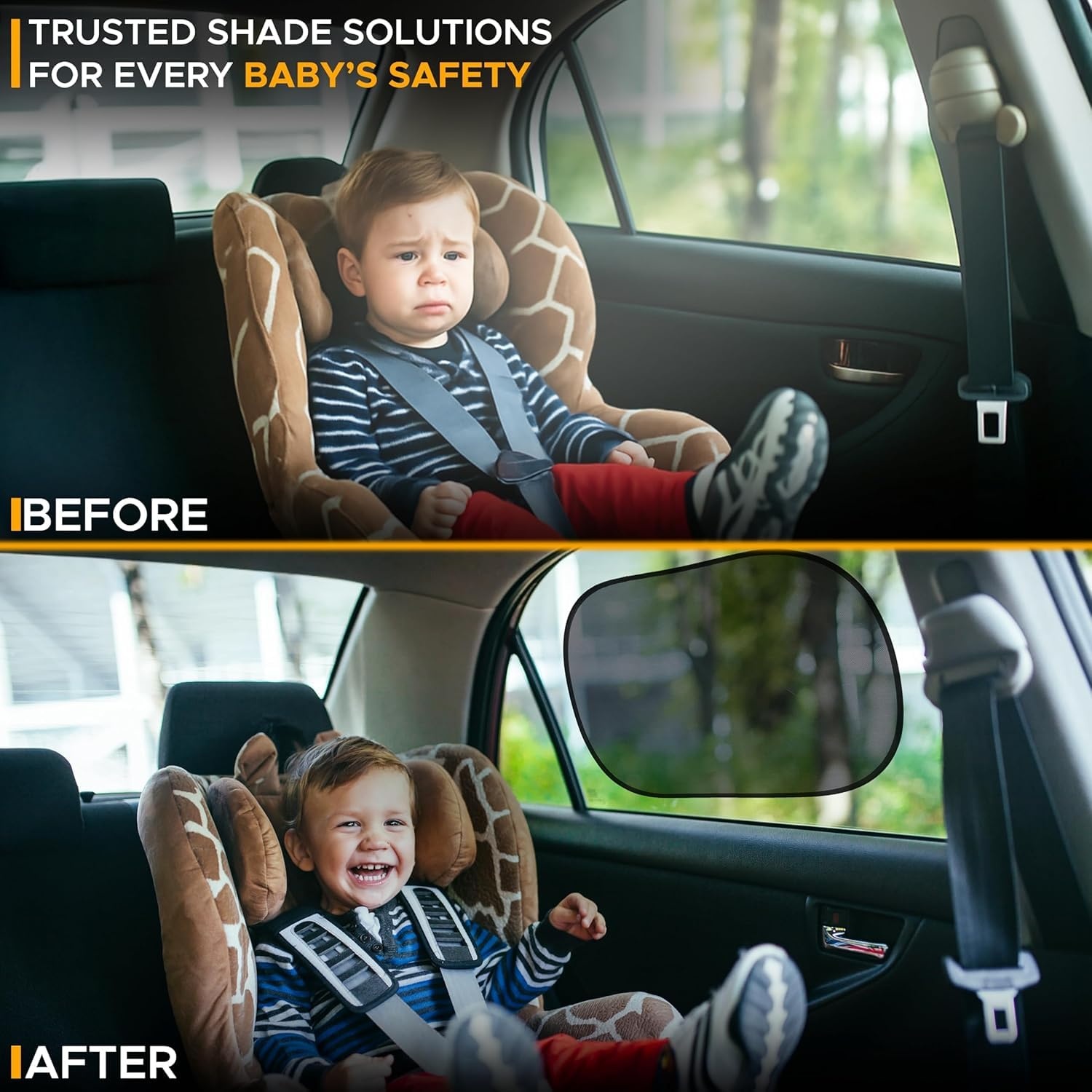 image:imageEcoNour Side Window Shades for Baby4 Pack Side Window Sunshade for Kids UV Protection Sun Shades for Kids Fits Most Camper Bus Van RV Minivan Truck MPV amp SUV XLarge 26x16Medium 4 Pack