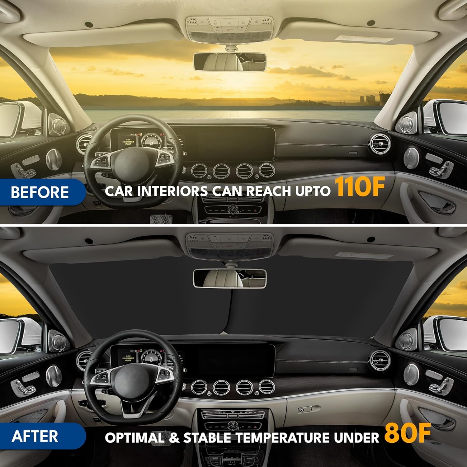 image:imageEcoNour Tesla Windshield Sun Shade for Model 3Y 20172026 Foldable Front Window Sunshade Heat amp UV Blocker for Tesla Interior AccessoriesMedium