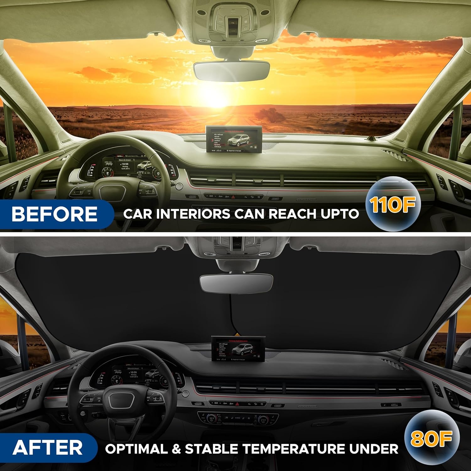 image:imageEcoNour Tesla Windshield Sun Shade for Model 3Y 20172026 Foldable Front Window Sunshade Heat amp UV Blocker for Tesla Interior AccessoriesSmall