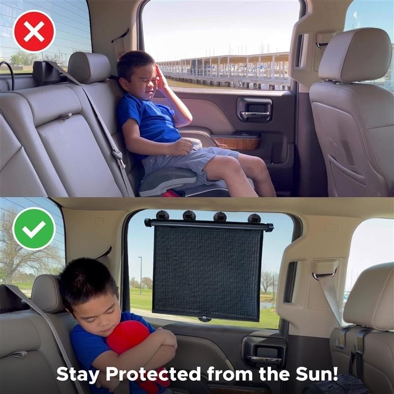 image:imageEcoNour Window Shades for Car Baby 2 Pack Retractable car Window Shade for Baby for Sun Protection for Kids Passengers amp Pets in The Back Seat Car Window Covers for Trucks 20x22XXLarge