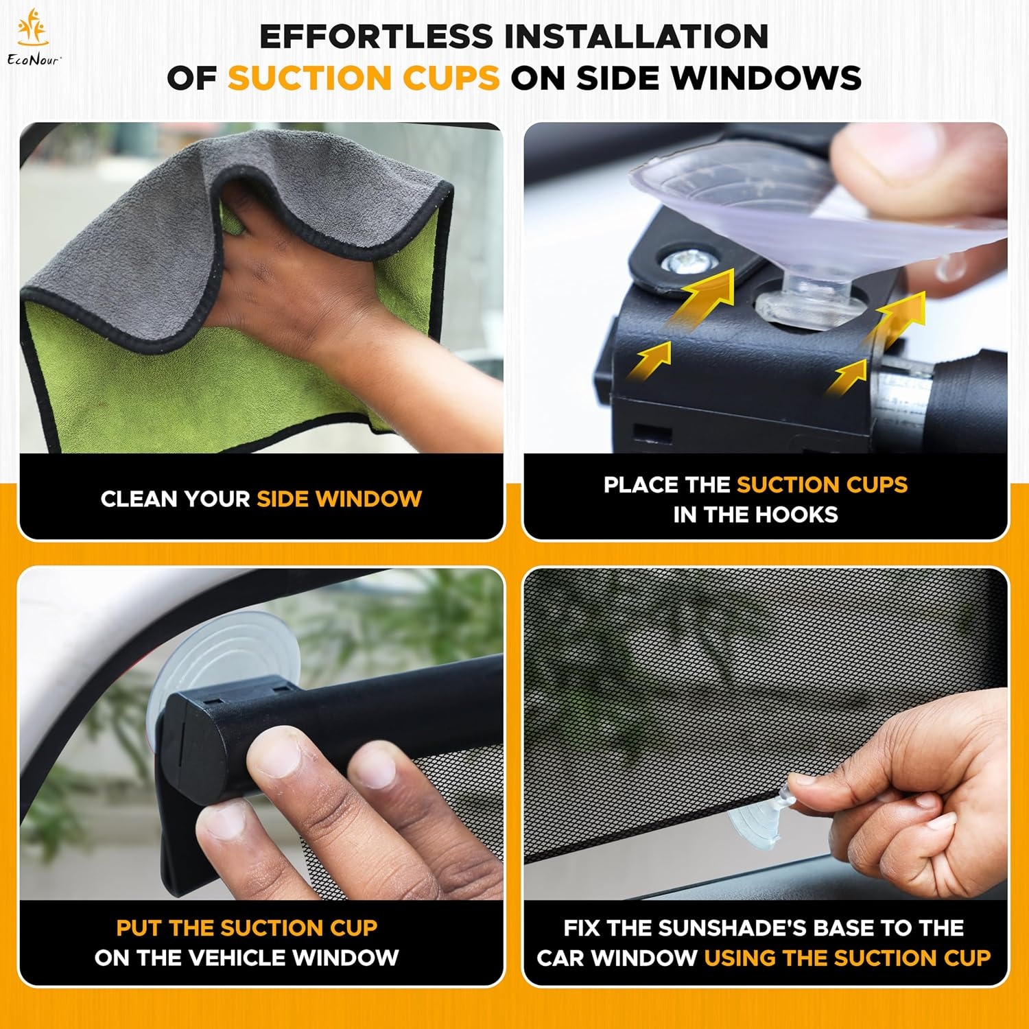 image:imageEcoNour Window Shades for Car Baby 2 Pack Retractable car Window Shade for Baby for Sun Protection for Kids Passengers amp Pets in The Back Seat Car Window Covers for Trucks 20x22Small