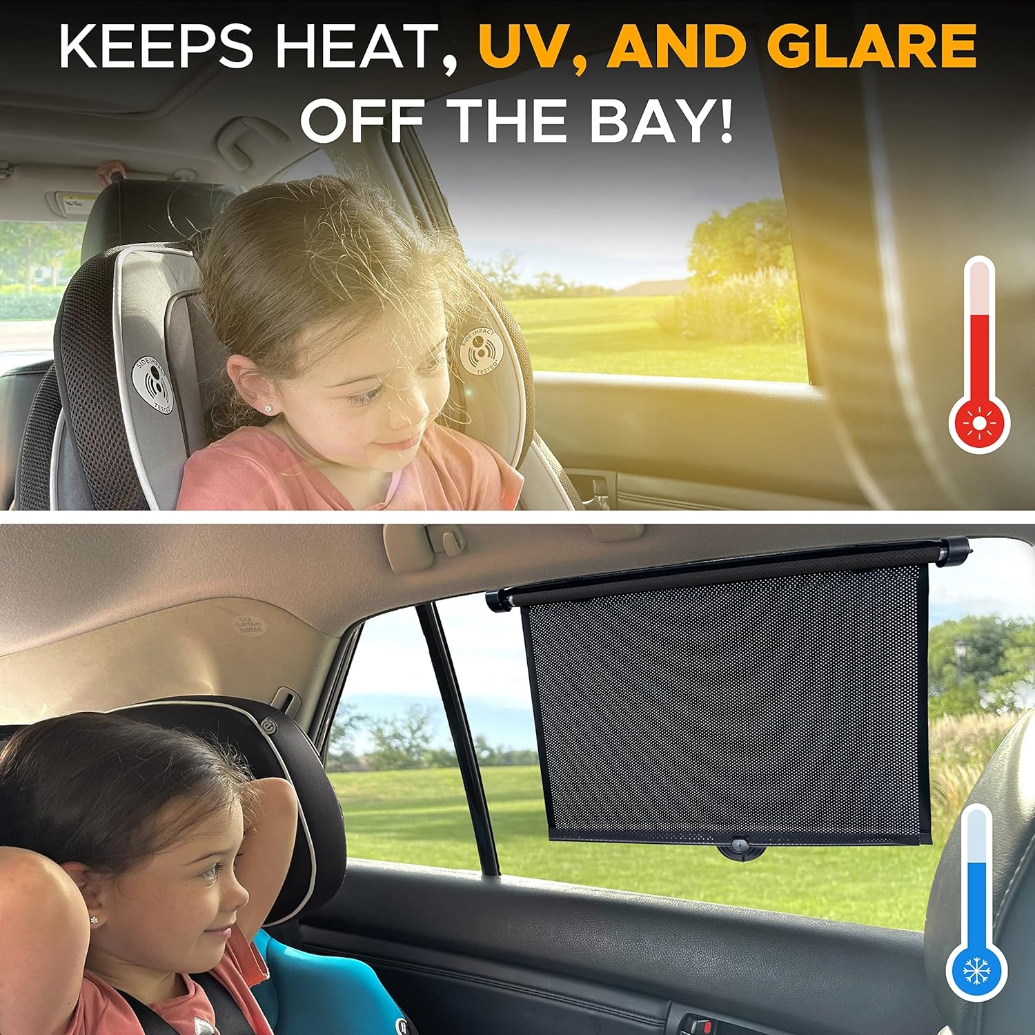 image:imageEcoNour Window Shades for Car Baby 2 Pack Retractable car Window Shade for Baby for Sun Protection for Kids Passengers amp Pets in The Back Seat Car Window Covers for Trucks 20x22Medium