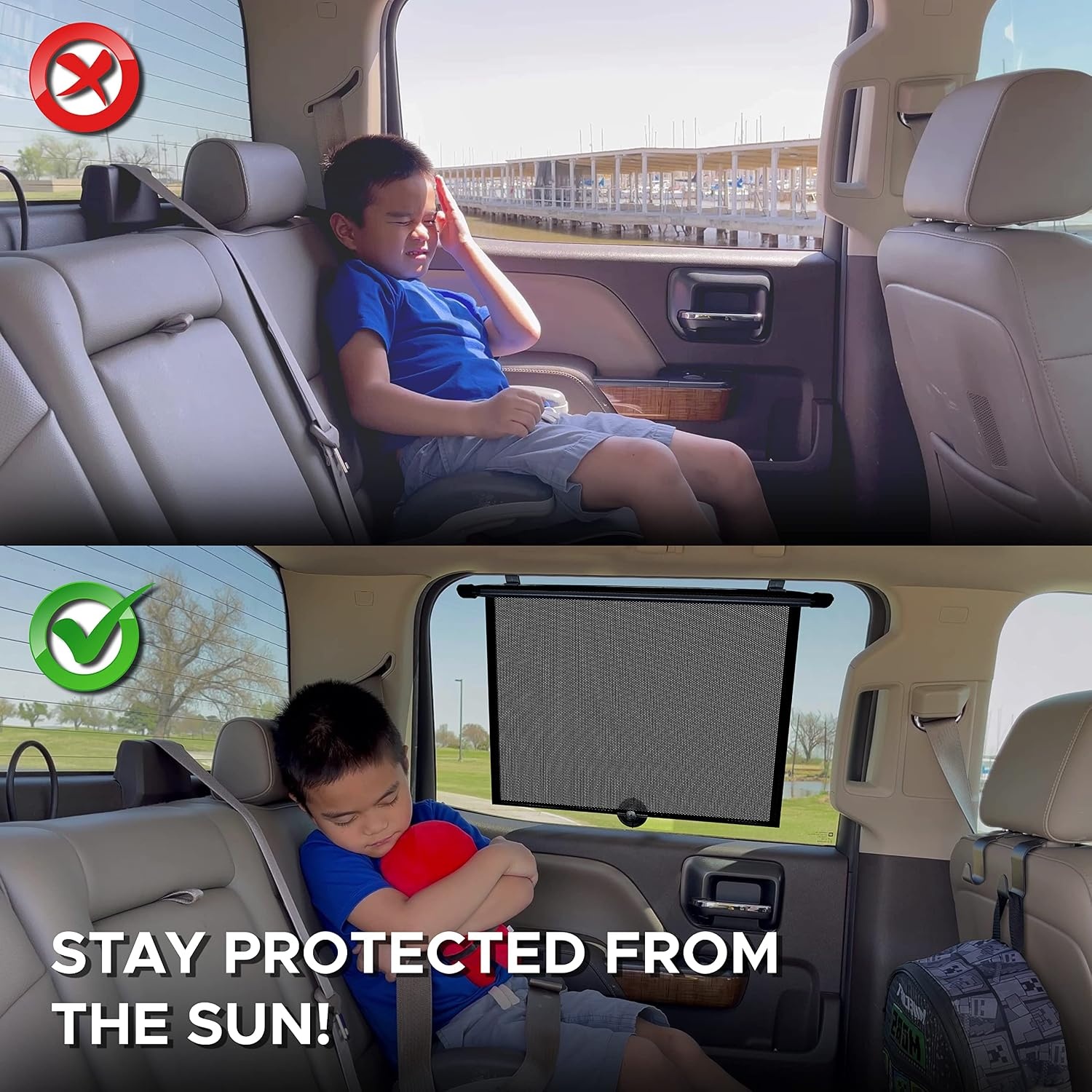 image:imageEcoNour Window Shades for Car Baby 2 Pack Retractable car Window Shade for Baby for Sun Protection for Kids Passengers amp Pets in The Back Seat Car Window Covers for Trucks 20x22XLarge
