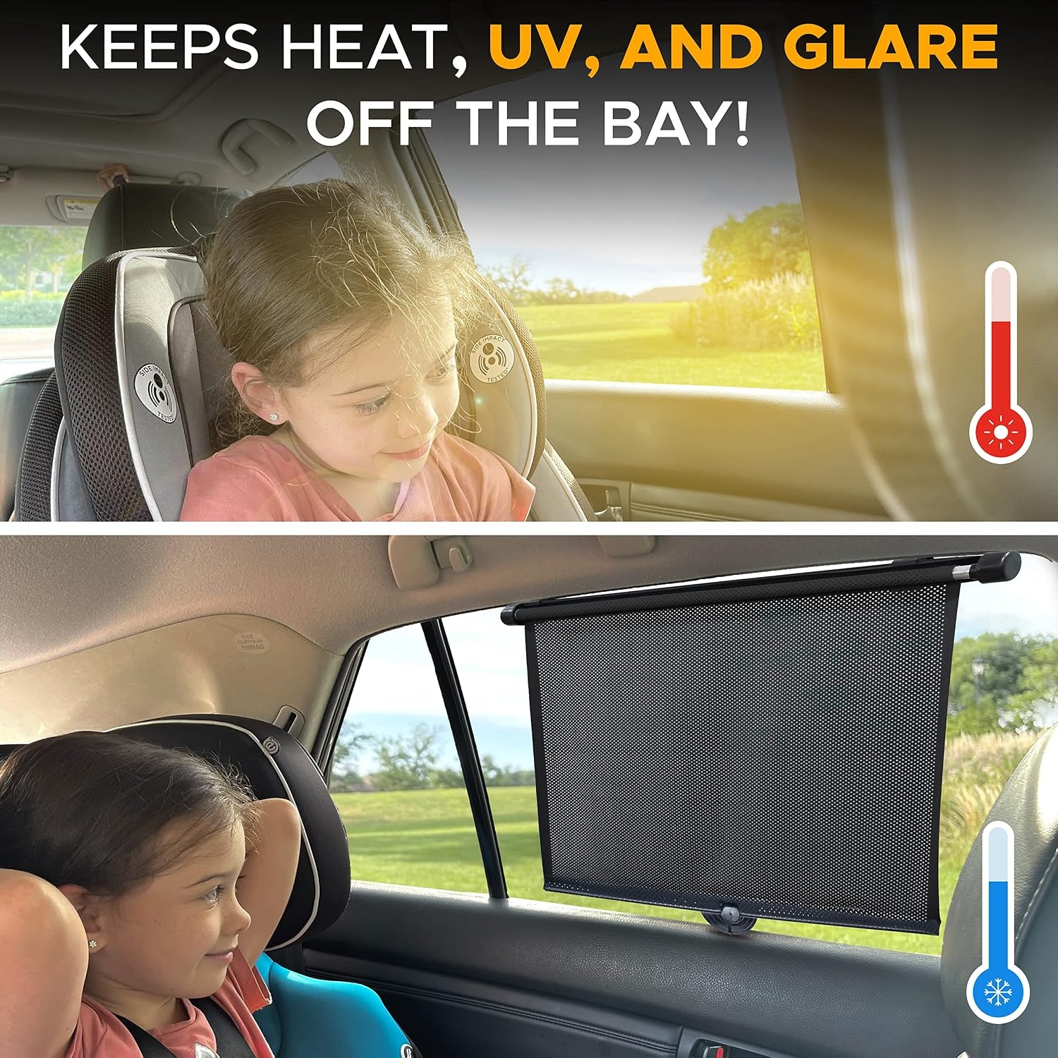 image:imageEcoNour Window Shades for Car Baby 2 Pack Retractable car Window Shade for Baby for Sun Protection for Kids Passengers amp Pets in The Back Seat Car Window Covers for Trucks 20x22Large