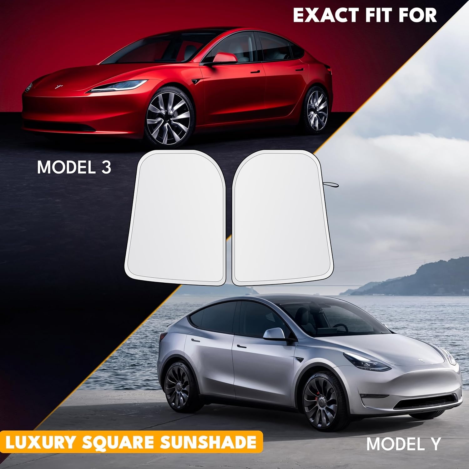 image:imageEcoNour Windshield Sun Shade Cartoon Design Medium Size 31 L x 28 W Funny Printed Car Sunshade Foldable 240T Polyester Blocks Heat and UV Rays for Front Window ProtectionCustom Size Tesla Model3 ModelY