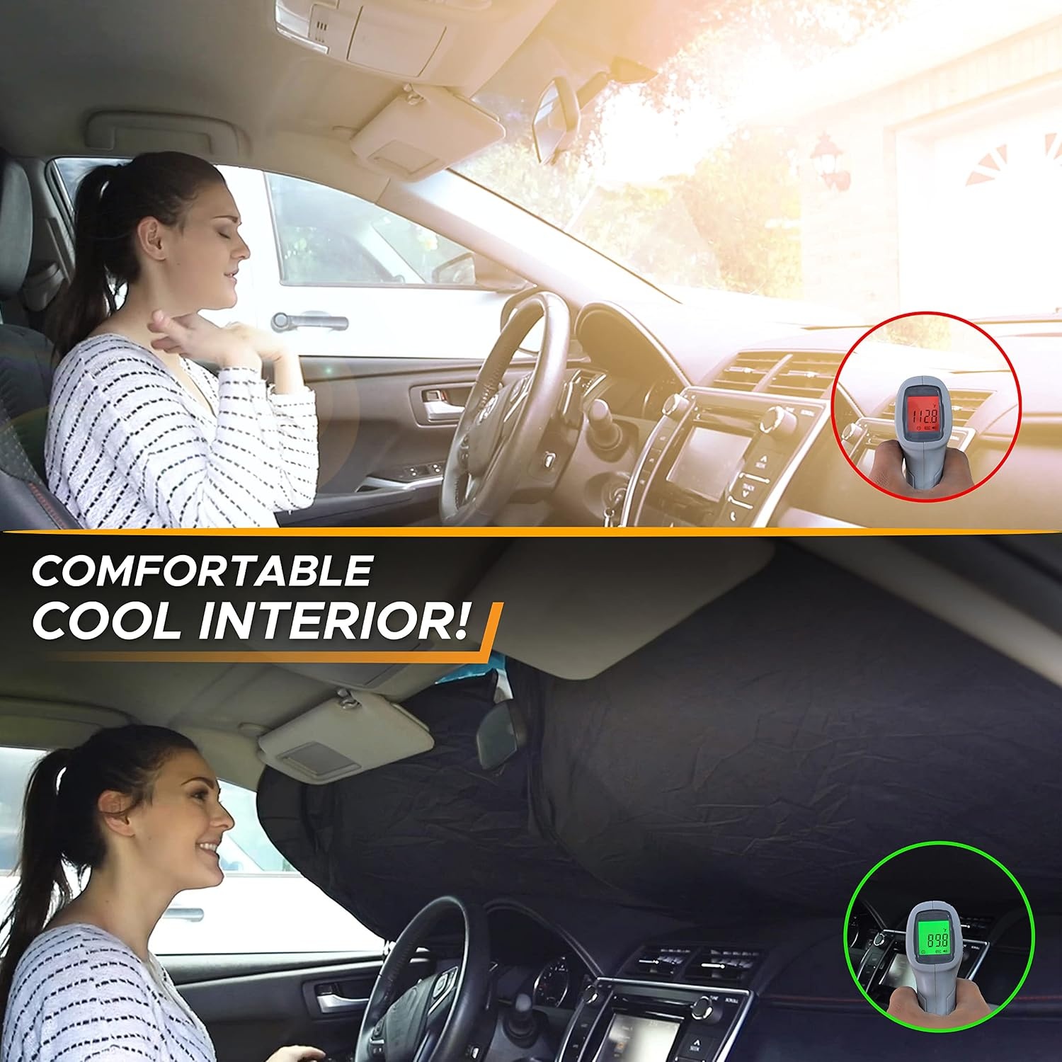 image:imageEcoNour Windshields Sun Shade for Car Foldable Sun Shield UV amp Heat Protection for Front Window Shade with Storage Pouch Fits Coupe Sedan amp Hatchbacks Small 52x31Large