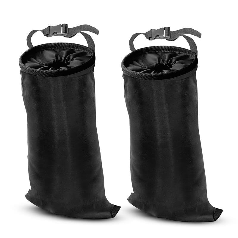 image:imageEcoNour 2 Pack Car Trash Bag  Washable Back Seat Hanging Bag  Elastic Opening amp Easy Mount  Garbage Can with Waterproof Oxford Material Accessories for Camping Traveling amp OutdoorBlack