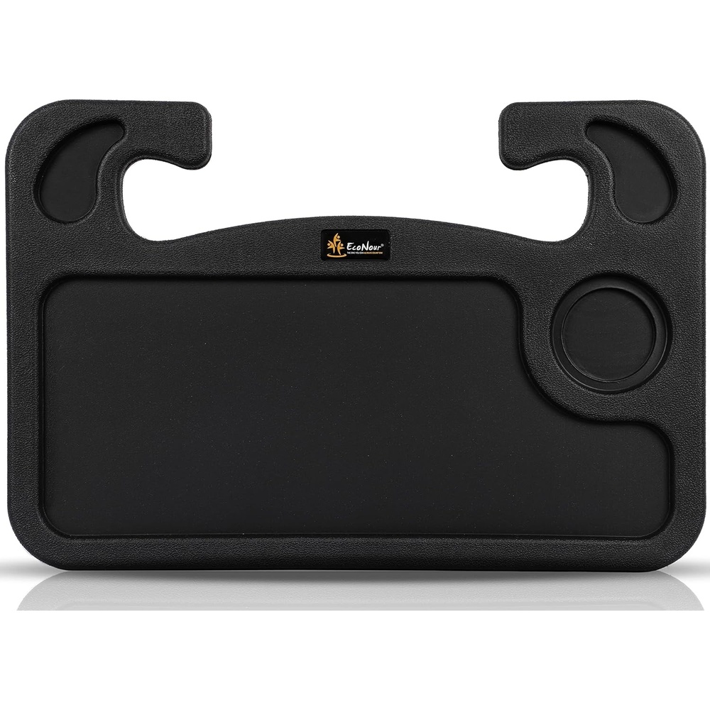 image:imageEcoNour 2 in 1 Car Steering Wheel Desk  Lap Desk for Convenient Working   Bamboo Trays for Eating  Interior Accessories for Truck Drivers  Lightweight Wooden Tray with Easy StorageMediumBlack