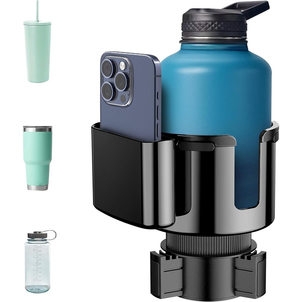 image:imageEcoNour Car Cup Holder Expander Fits 3240 oz Hydro Flasks Yeti Nalgene amp Large Bottles up to 38 Universal Cup Adapter for Cars with 32 Holders BlackMulti Cup Holder