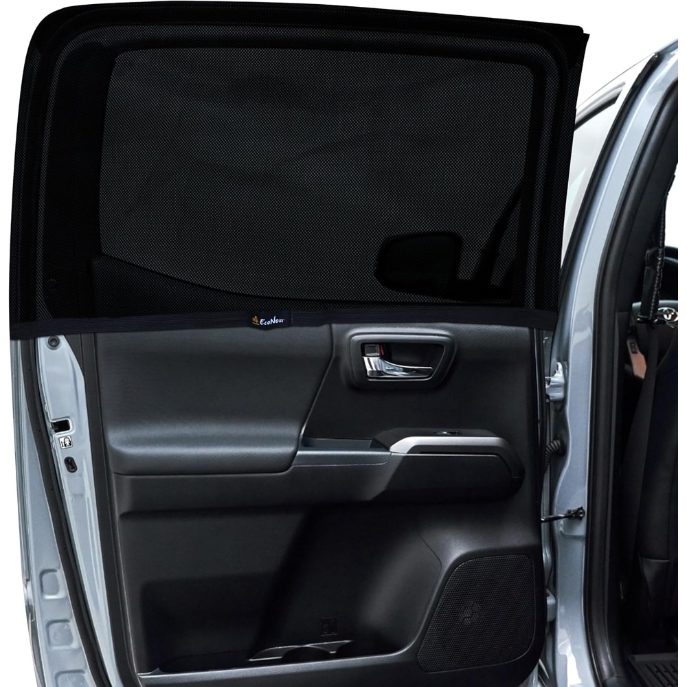 image:imageEcoNour Car Front Side Window Sun Shades Compatible for Toyota Tundra 2P ack Breathable Super Stretchy Mesh Sun Shade Heat Block UV Protection Car Window Screen Covers Mosquito Net CurtainsToyota Tacoma Rear