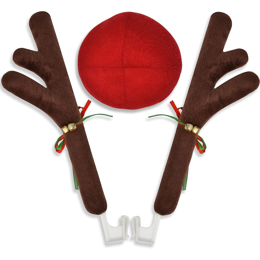 image:imageEcoNour Car Reindeer Antlers for Christmas  Xmas Car Decoration Kit with Reindeer Antler Jingle Bells amp Nose  Rudolph Car Kit as Christmas Car Setup and Holiday Accessories Decoration