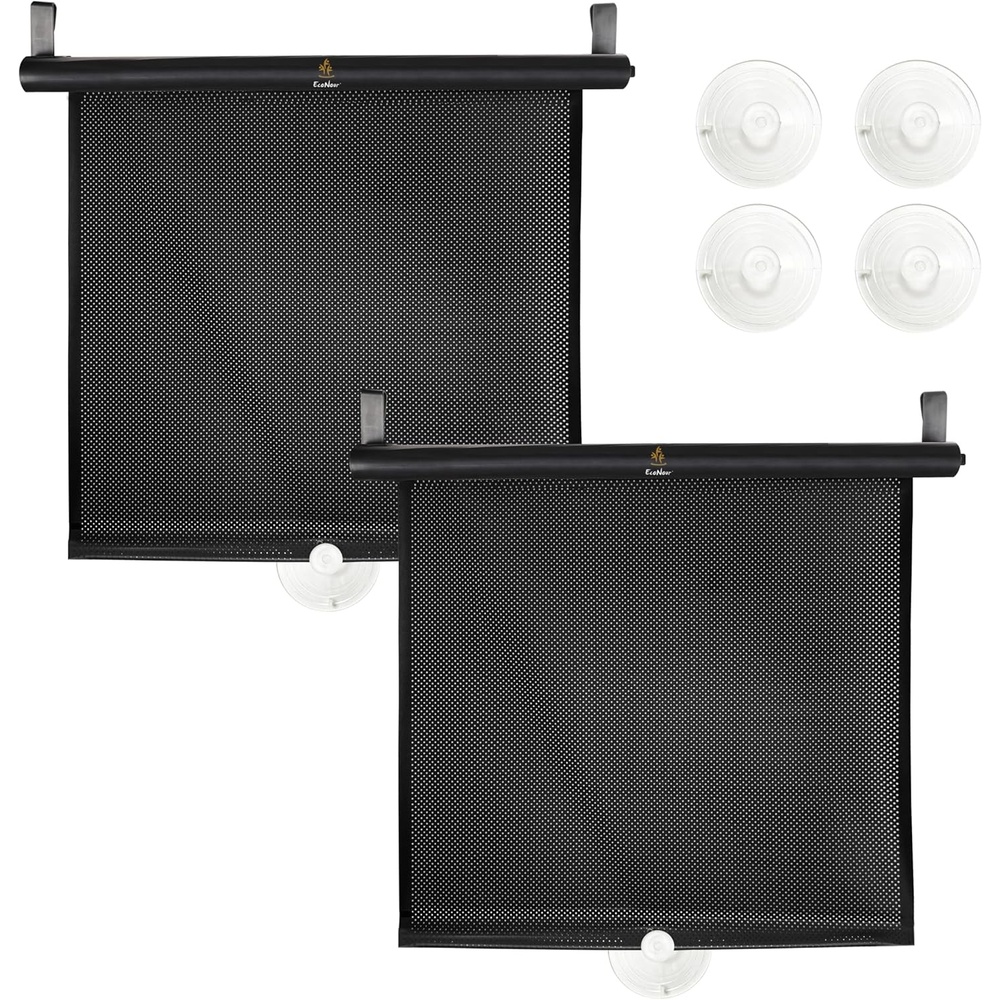 image:imageEcoNour Car Window Shades for Baby 2 Pack Side Window Sun Shade UV amp Sun Glare Protection for Rear Window Shade Baby Window Sun Shade with Suction Cup Car Accessories for Kids14x17