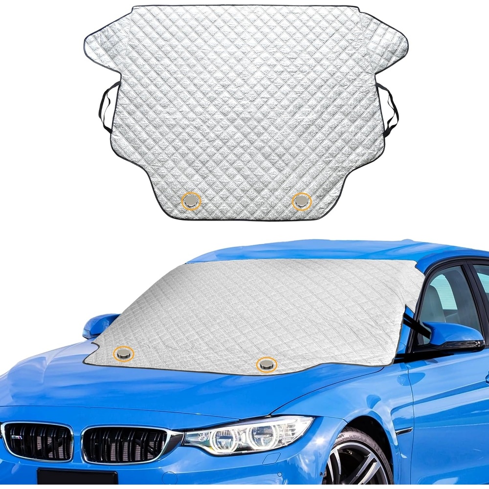 image:imageEcoNour Car Windshield Winter Cover for Ice and Snow PEVA Fabric FourLayered Frost Cover with Magnetic Edges Thickened Snow Cover Fits Most Cars SUVsCRV Van Sedan Medium 62 x 48 inches