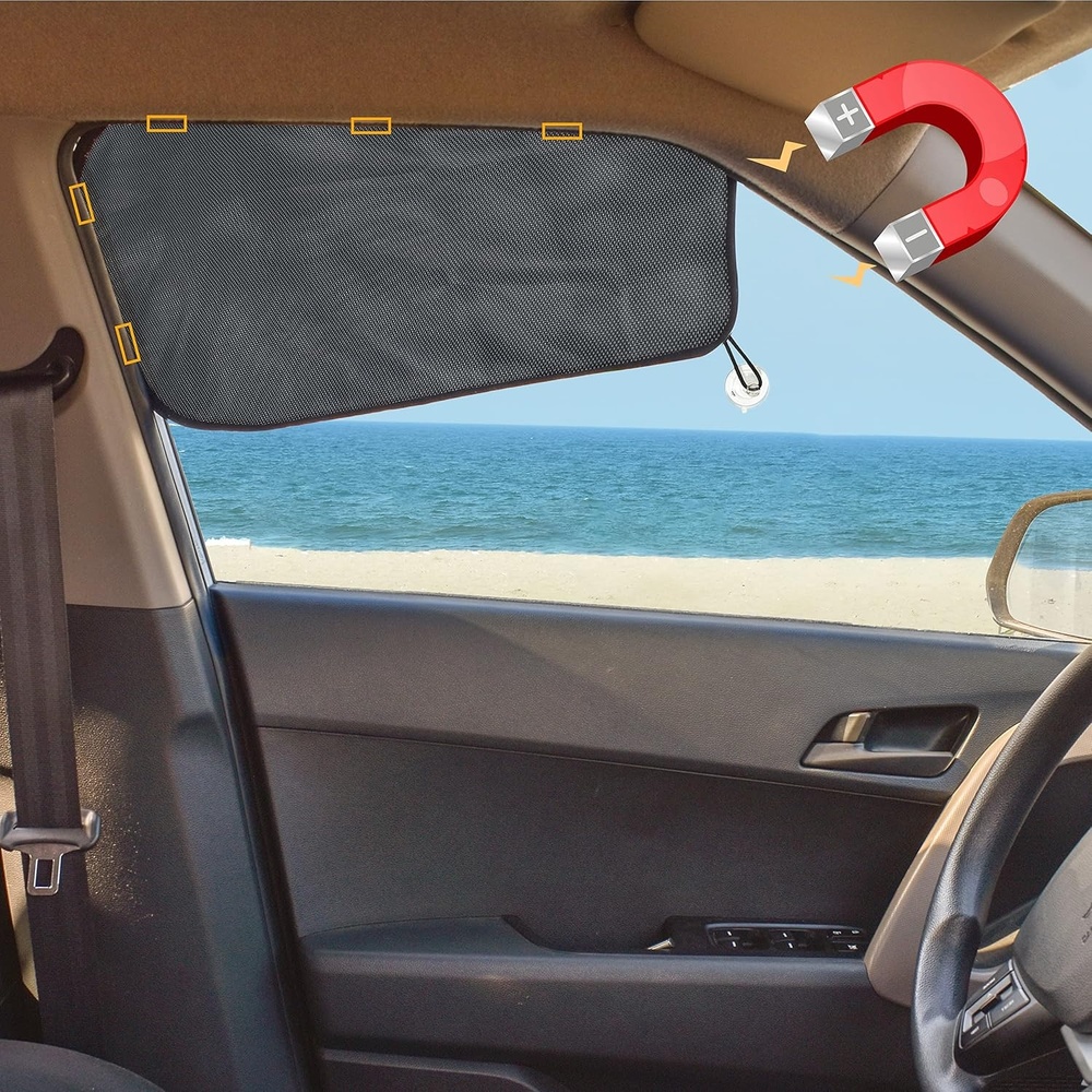 image:imageEcoNour Magnetic Car Side Window Sun Shade 1 Pack Rear Window Sunshade Covers amp Blocks UV Rays Baby Shades for Side Windows Ensures Privacy Protection Baby Car Travel Accessories 26x19Black