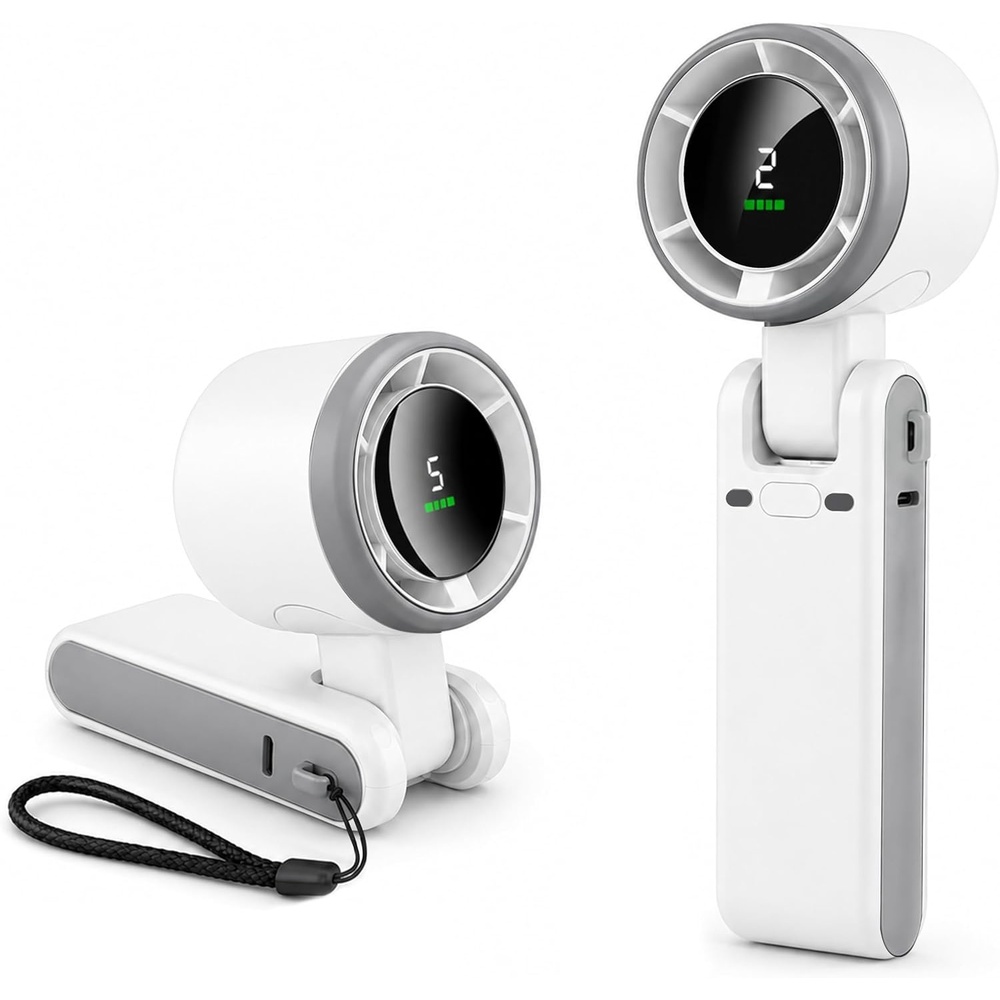 image:imageEcoNour Portable Handheld Fan 5 Gear High Speed 13550 RPM Rechargeable Mini Personal Hand Fans that Blow Cold Air Battery Powered Travel Fan Essentials for Women Men Whitewhite