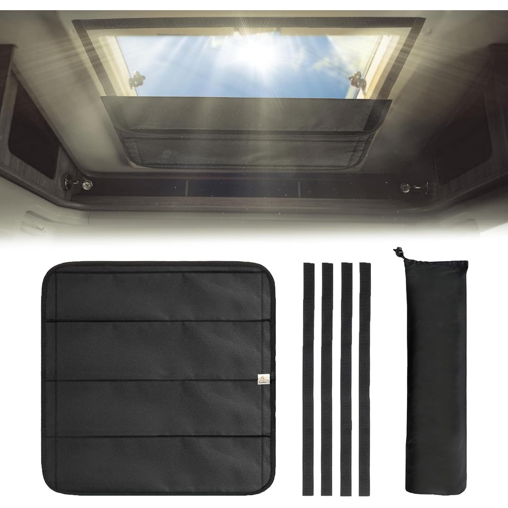 image:imageEcoNour RV Window Shade Foldable Trailer Door Window Cover for Total UV Camper Window Shade for Privacy Blackout Trailer Accessories for Camper Windows 25x16 inchesBlack