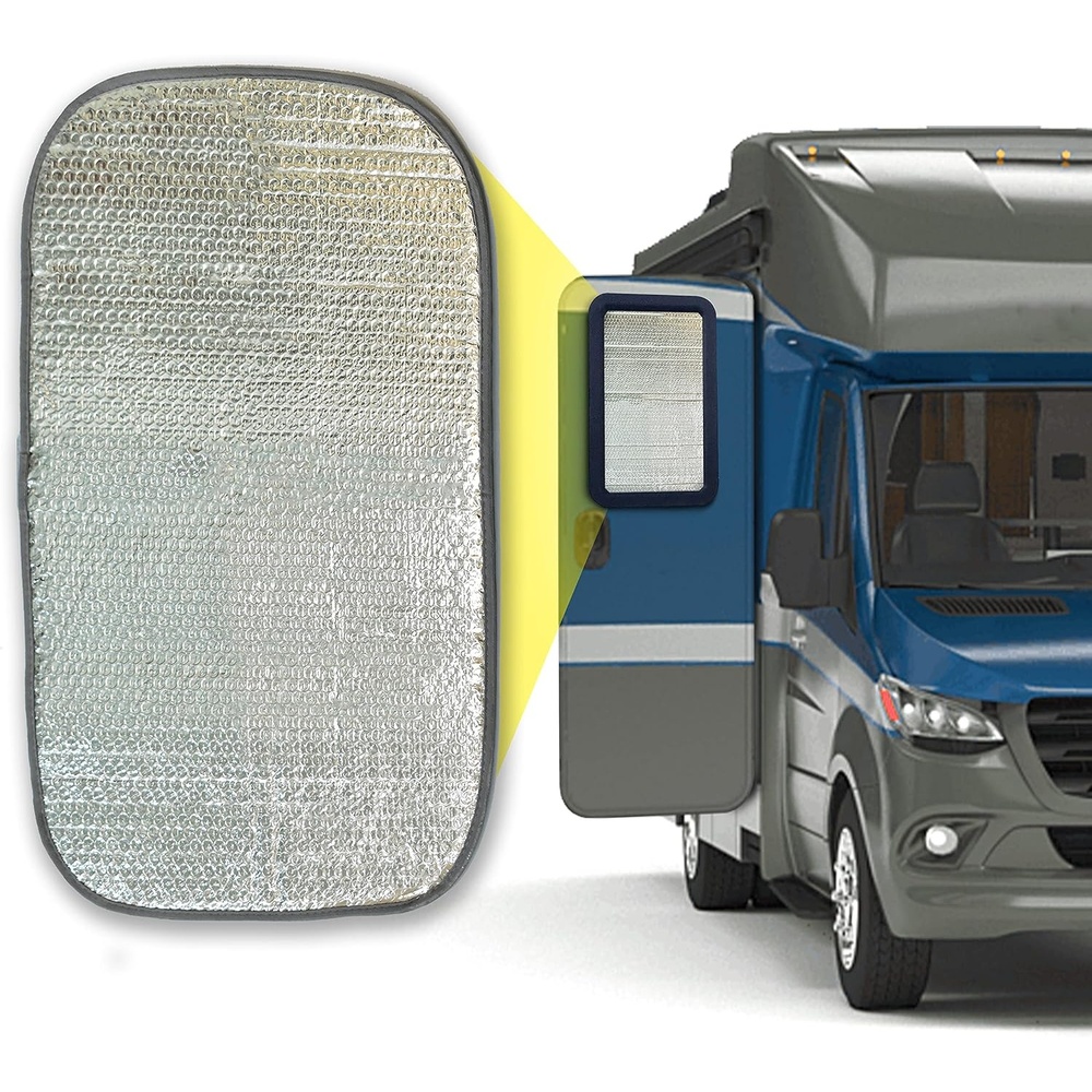 image:imageEcoNour RV Window Shade Foldable Trailer Door Window Cover for Total UV Camper Window Shade for Privacy Blackout Trailer Accessories for Camper Windows 25x16 inchesSilver