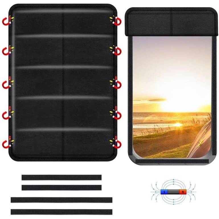image:imageEcoNour RV Window Shade Foldable Trailer Door Window Cover for Total UV Camper Window Shade for Privacy Blackout Trailer Accessories for Camper Windows 25x16 inchesCharcoal Black