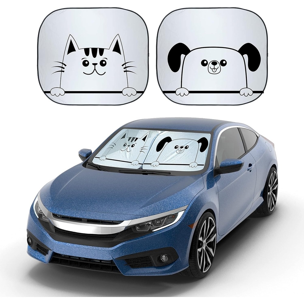 image:imageEcoNour Tesla Windshield Sun Shade for Model 3Y 20172026 Foldable Front Window Sunshade Heat amp UV Blocker for Tesla Interior AccessoriesMediumDog Cat