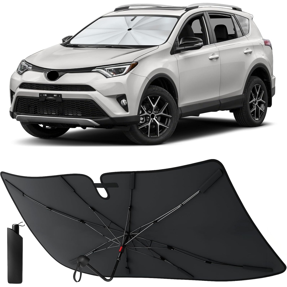 image:imageEcoNour Windshield Sun Shade for car amp Window Tint American Flag UV amp Heat Protection for Cars Interior Cool Trucks SUVs Foldable Reflective Sun Visor 240T Windshield 64 x 34RAV4 20132018