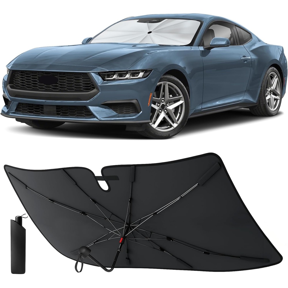 image:imageEcoNour Windshields Sun Shade for Car Foldable Sun Shield UV amp Heat Protection for Front Window Shade with Storage Pouch Fits Coupe Sedan amp Hatchbacks Small 52x31Mustang 20152026