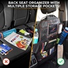 EcoNour Backseat Car Organizer (2 Pack), Heavy Duty Waterproof Stain Resistant Kick Mats Back seat Protector For Kids | Multiple Storage Pockets, Travel Accessories, Touchable Tablet Holder(Black)