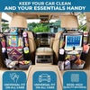 EcoNour Backseat Car Organizer (2 Pack), Heavy Duty Waterproof Stain Resistant Kick Mats Back seat Protector For Kids | Multiple Storage Pockets, Travel Accessories, Touchable Tablet Holder(Grey)