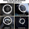 EcoNour Bling Cup Holder Insert (2 Pack) with Push Start Button Ring | (1 Pack) 2.75 Inch Silicone Coaster Pad and 1.5 Inch Ring with Elegant Crystal Rhinestone | Car Interior Accessories (Black)