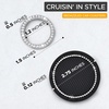EcoNour Bling Cup Holder Insert (2 Pack) with Push Start Button Ring | (1 Pack) 2.75 Inch Silicone Coaster Pad and 1.5 Inch Ring with Elegant Crystal Rhinestone | Car Interior Accessories (Black)