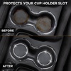 EcoNour Bling Cup Holder Insert (2 Pack) with Push Start Button Ring | (1 Pack) 2.75 Inch Silicone Coaster Pad and 1.5 Inch Ring with Elegant Crystal Rhinestone | Car Interior Accessories (Black)