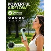 EcoNour Portable Handheld Fan – 5 Gear High Speed 13550 RPM Rechargeable Mini Personal Hand Fans that Blow Cold Air, Battery Powered Travel Fan Essentials, for Women, Men – White(Green)
