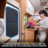 EcoNour RV Window Shade | Foldable Trailer Door Window Cover for Total UV | | Camper Window Shade for Privacy Blackout | Trailer Accessories for Camper Windows | 25×16 inches(Black & Silver)