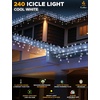EcoNour Warm White Easter Icicle Lights for Outside, 196.85 FT 2000LED Outdoor Icicle Lights with 8 Mode, 8HR Timer, Memory Function, Clear Wire connectable, Plug in Fairy Lights for Roofline, Yard(Cool White)