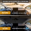 EcoNour Windshield Sun Shade Cartoon Design Medium Size (31″ L x 28″ W), Funny Printed Car Sunshade Foldable, 240T Polyester Blocks Heat and UV Rays for Front Window Protection(Custom Size – Tesla Model-3 & Model-Y)