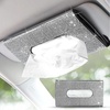 EcoNour Bling Car Crystal Glitter Paper Towel Holder | PU Leather Case | | Mask & Tissue Dispenser| Bling Accessories for Women | Sun Visor Organizer with Tissue Holder(Silver)