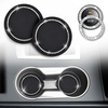 EcoNour Bling Cup Holder Insert (2 Pack) with Push Start Button Ring | (1 Pack) 2.75 Inch Silicone Coaster Pad and 1.5 Inch Ring with Elegant Crystal Rhinestone | Car Interior Accessories (Black)