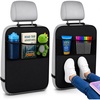EcoNour Car Kick Mats Back Seat Protector (2 Pack),Car Seat Protector | Backseat Organizer with Storage Pockets for Kids,Waterproof Back Seat Cover-Dirt,Mud & Scratch Protection Travel Accessories(Black 27 Inch)