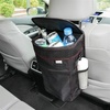 EcoNour Foldable Car Trash Bag, Garbage Bag and Waterproof Trash | Hanging Can for Car, Leakproof Trash Can, SUV and Truck Seat Backs, Home, Office – Holds 2.5 Gallons (Black)(Trash Bag with Lid)