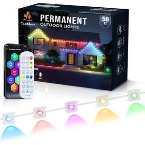 EcoNour 150 FT RGB Smart Permanent Outdoor Lights | Waterproof LED Eaves Lights with App & Remote Control | Colorful RGB Light with Music Sync | Smart Outdoor LED Christmas Light with Festive Effects(RGB 50FT)