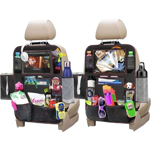 EcoNour Backseat Car Organizer (2 Pack), Heavy Duty Waterproof Stain Resistant Kick Mats Back seat Protector For Kids | Multiple Storage Pockets, Travel Accessories, Touchable Tablet Holder(Black)