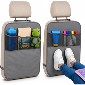 EcoNour Car Kick Mats Back Seat Protector (2 Pack),Car Seat Protector | Backseat Organizer with Storage Pockets for Kids,Waterproof Back Seat Cover-Dirt,Mud & Scratch Protection Travel Accessories(Grey 22 Inch)