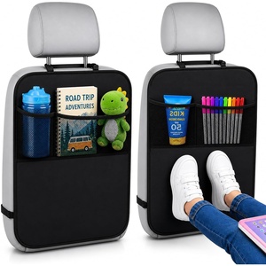EcoNour Car Kick Mats Back Seat Protector (2 Pack),Car Seat Protector | Backseat Organizer with Storage Pockets for Kids,Waterproof Back Seat Cover-Dirt,Mud & Scratch Protection Travel Accessories(Black 27 Inch)