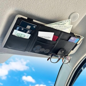 EcoNour Car Sun Visor Organizer (Black) | Multi-Pocket Net Zipper Case | Store Cash, Card, Pen & Sunglass | Visor Organizer Storage Pouch | Interior Accessories with Pocket for Car & Truck | Small(Black (Organizer))