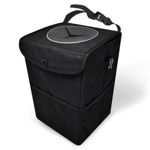 EcoNour Car Trash Can with Lid (1.5 Gallons), Hanging Garbage Can, Water | Proof Trash Bag for Car, SUV, Truck, Car Trash Bin (Black), Car Trash Accessories with Multipurpose Storage(Small)