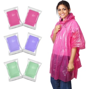 EcoNour Disposable Family Pack Rain Poncho – Adult | Transparent & Emergency Rain Ponchos | Lightweight Hooded Raincoat(Multicolor (Pack of 6))