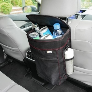 EcoNour Foldable Car Trash Bag, Garbage Bag and Waterproof Trash | Hanging Can for Car, Leakproof Trash Can, SUV and Truck Seat Backs, Home, Office – Holds 2.5 Gallons (Black)(Trash Bag with Lid)