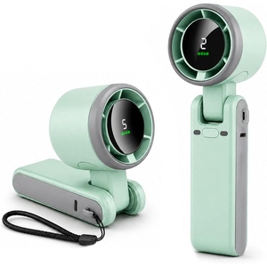 EcoNour Portable Handheld Fan | USB Rechargeable Mini Fan with 5 Speeds | LED Display and Foldable Design | Battery Operated Mini Fan for Home, Office, Bedroom, and Travel(Green)