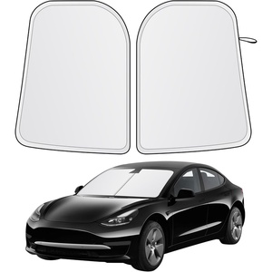 EcoNour Tesla Windshield Sun Shade for Model 3/Y 2017-2026, Foldable Front Window Sunshade Heat & UV Blocker for Tesla Interior Accessories(Custom Size – Tesla Model-3 & Model-Y)